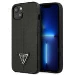 Guess GUHCP14MPSATLK Black SaffianoTriangle Logo iPhone 14 Plus Tok
