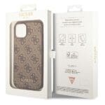 Guess GUHCP14SG4GFBR Brown Hardcase 4G Metal Gold Logo iPhone 14 Tok