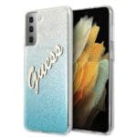 Guess GUHCS21MPCUGLSBL Blue Glitter Gradient Script Samsung S21 Plus Tok