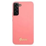 Guess GUHCS22MLSLMGFU Fuchsia Silicone Script Metal Logo Samsung S22 Plus Tok