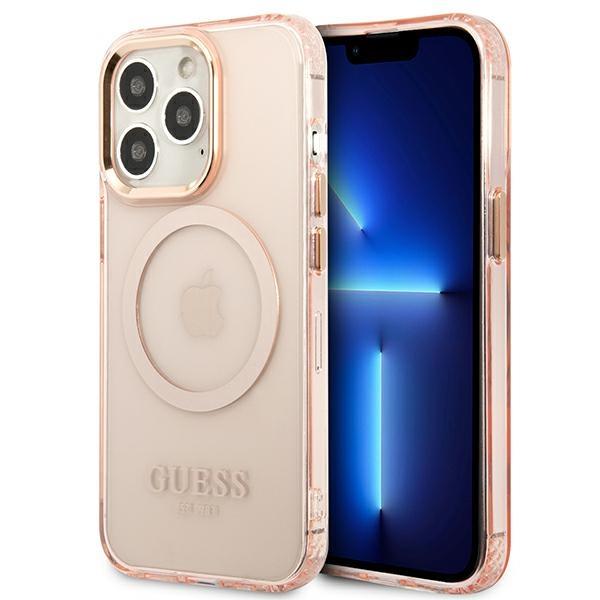 Guess GUHMP13LHTCMP Pink Gold Outline Translucent MagSafe iPhone 13 Pro Tok