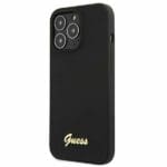 Guess GUHMP13LLSLMGBK Black Silicone Script Gold Logo iPhone 13 Pro Tok