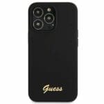 Guess GUHMP13LLSLMGBK Black Silicone Script Gold Logo iPhone 13 Pro Tok