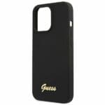 Guess GUHMP13LLSLMGBK Black Silicone Script Gold Logo iPhone 13 Pro Tok