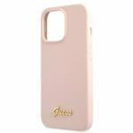 Guess GUHMP13LLSLMGLP Light Pink Silicone Script Gold Logo Magsafe iPhone 13 Pro Tok