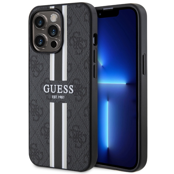 Guess GUHMP13LP4RPSK Black Hardcase 4G Printed Stripes MagSafe iPhone 13 Pro Tok