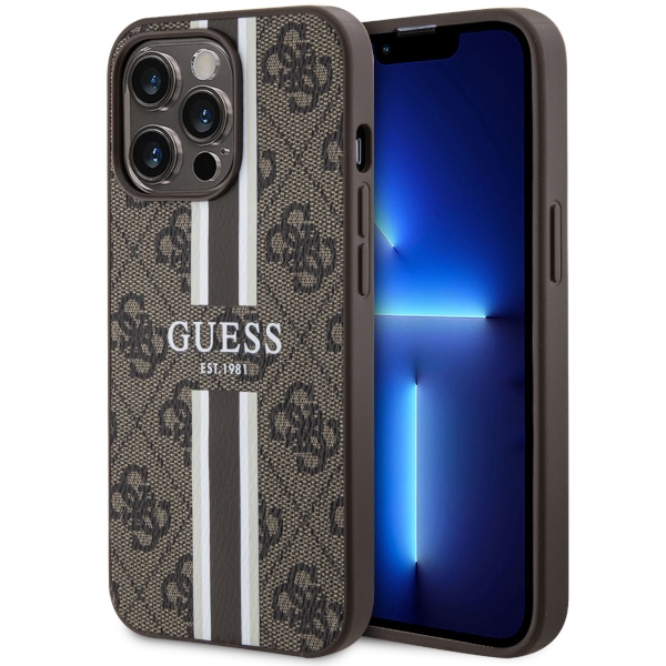 Guess GUHMP13LP4RPSW Brown Hardcase 4G Printed Stripes MagSafe iPhone 13 Pro Tok