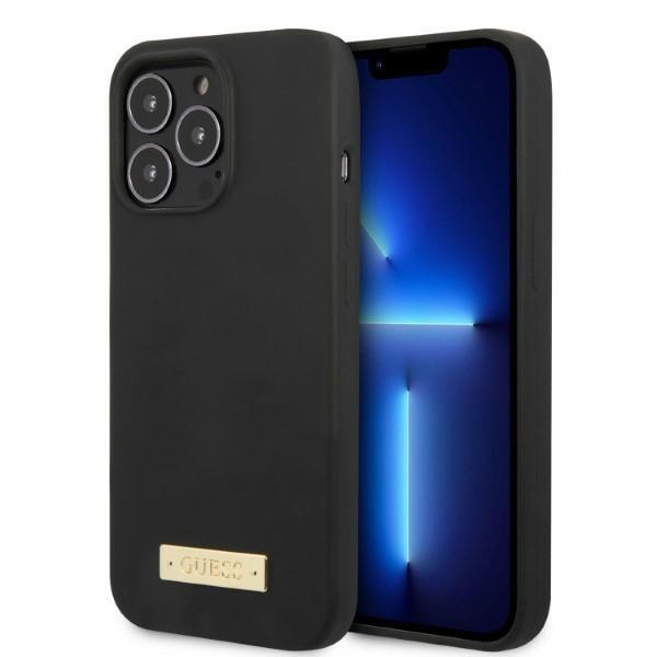Guess GUHMP13LSPLK Black Silicone Logo Plate MagSafe iPhone 13 Pro Tok