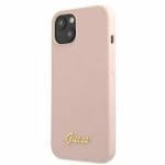 Guess GUHMP13MLSLMGLP Light Pink Silicone Script Gold Logo Magsafe iPhone 13 Tok