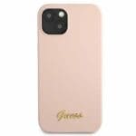 Guess GUHMP13MLSLMGLP Light Pink Silicone Script Gold Logo Magsafe iPhone 13 Tok