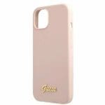 Guess GUHMP13MLSLMGLP Light Pink Silicone Script Gold Logo Magsafe iPhone 13 Tok