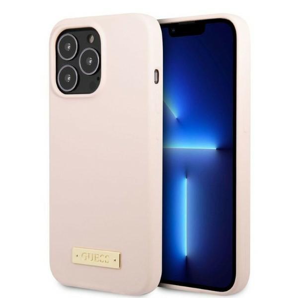 Guess GUHMP13XSPLP Pink Silicone Logo Plate MagSafe iPhone 13 Pro Max Tok