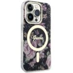 Guess GUHMP14LHCFWSK Black Hardcase Flower MagSafe iPhone 14 Pro Tok
