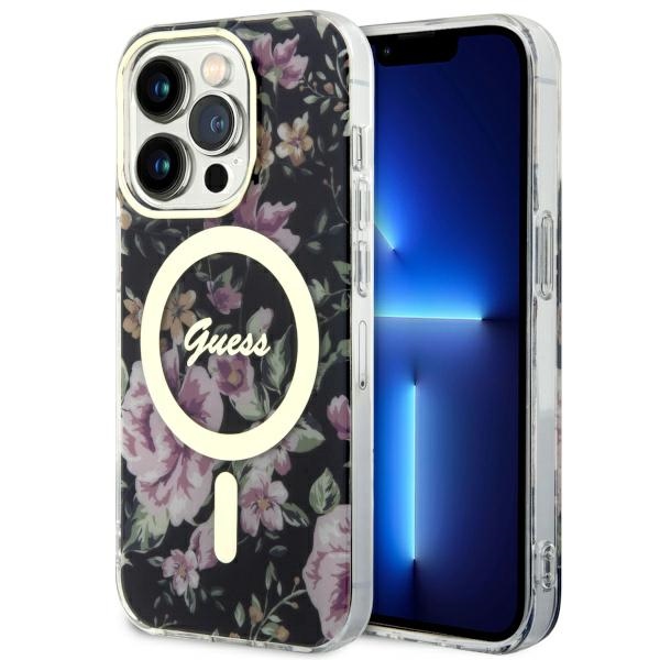 Guess GUHMP14LHCFWSK Black Hardcase Flower MagSafe iPhone 14 Pro Tok