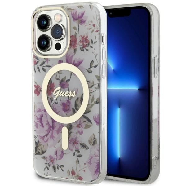 Guess GUHMP14LHCFWST Transparent Hardcase Flower MagSafe iPhone 14 Pro Tok