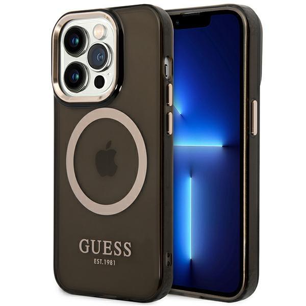 Guess GUHMP14LHTCMK Black Gold Outline Translucent MagSafe iPhone 14 Pro Tok