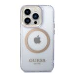 Guess GUHMP14LHTCMU Purple Hardcase Gold Outline Translucent MagSafe iPhone 14 Pro Tok