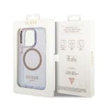 Guess GUHMP14LHTCMU Purple Hardcase Gold Outline Translucent MagSafe iPhone 14 Pro Tok