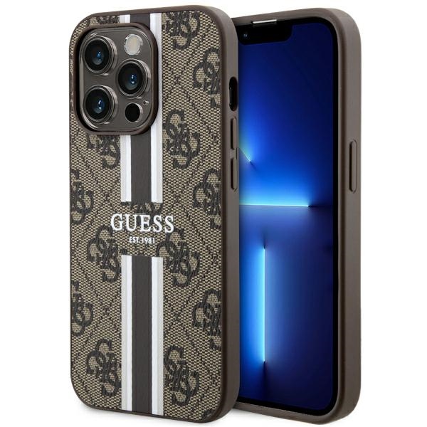 Guess GUHMP14LP4RPSW Brown Hardcase 4G Printed Stripes MagSafe iPhone 14 Pro Tok