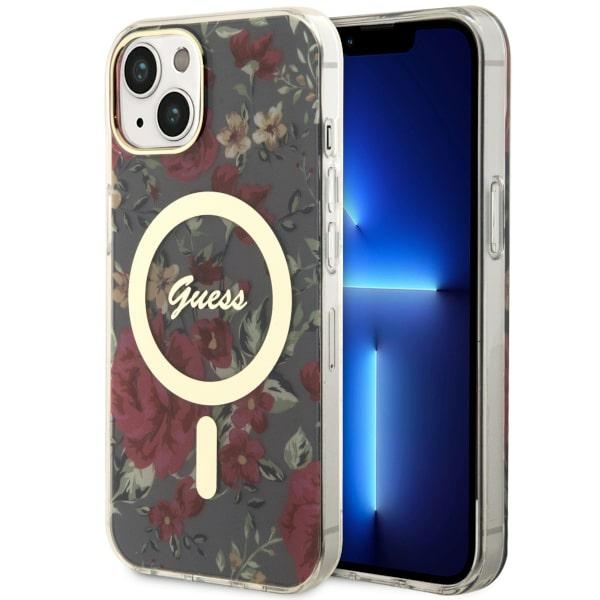 Guess GUHMP14MHCFWSA Khaki Hardcase Flower MagSafe iPhone 14 Plus Tok