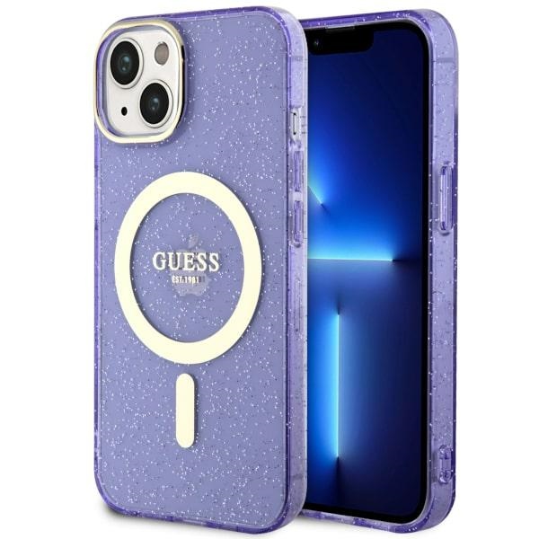 Guess GUHMP14MHCMCGU Purple Hardcase Glitter Gold MagSafe iPhone 14 Plus Tok
