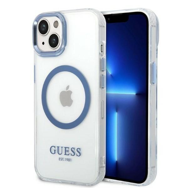 Guess GUHMP14MHTRMB Blue Metal Outline Magsafe iPhone 14 Plus Tok