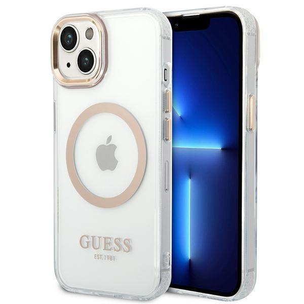 Guess GUHMP14MHTRMD Gold Metal Outline Magsafe iPhone 14 Plus Tok