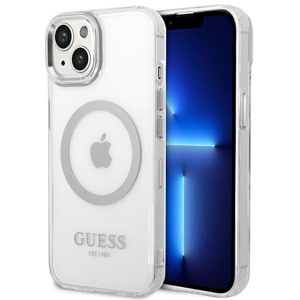 Guess GUHMP14MHTRMS Silver Metal Outline Magsafe iPhone 14 Plus Tok