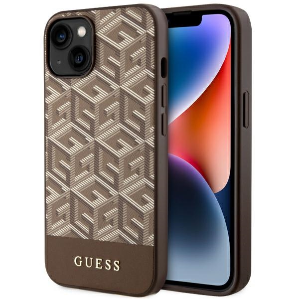 Guess GUHMP14SHGCFSEW Brown Hardcase GCube Stripes MagSafe iPhone 14 Tok