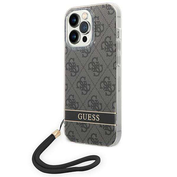 Guess GUOHCP14LH4STK Black 4G Print Strap iPhone 14 Pro Tok