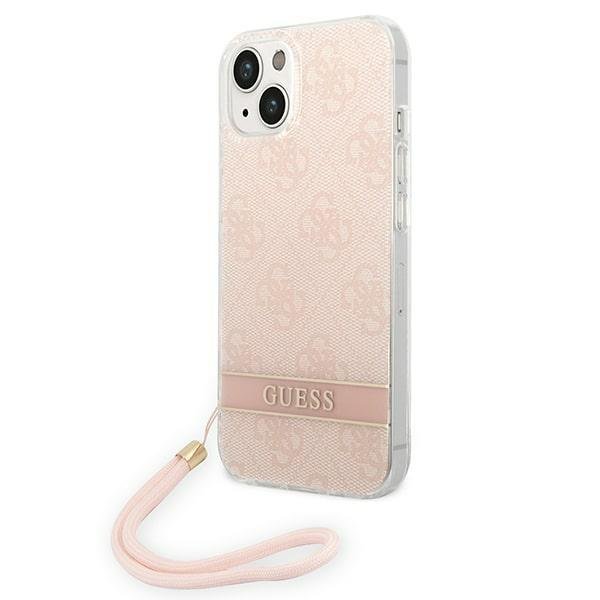 Guess GUOHCP14MH4STP Pink 4G Print Strap iPhone 14 Plus Tok