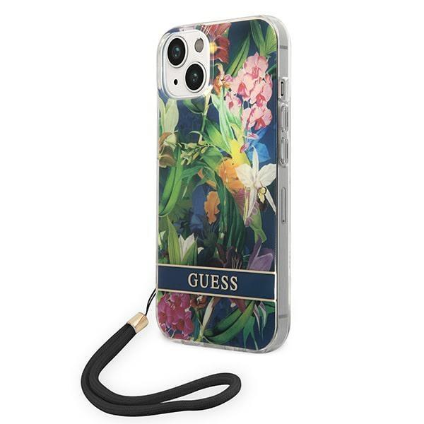 Guess GUOHCP14MHFLSB Blue Flower Strap iPhone 14 Plus Tok