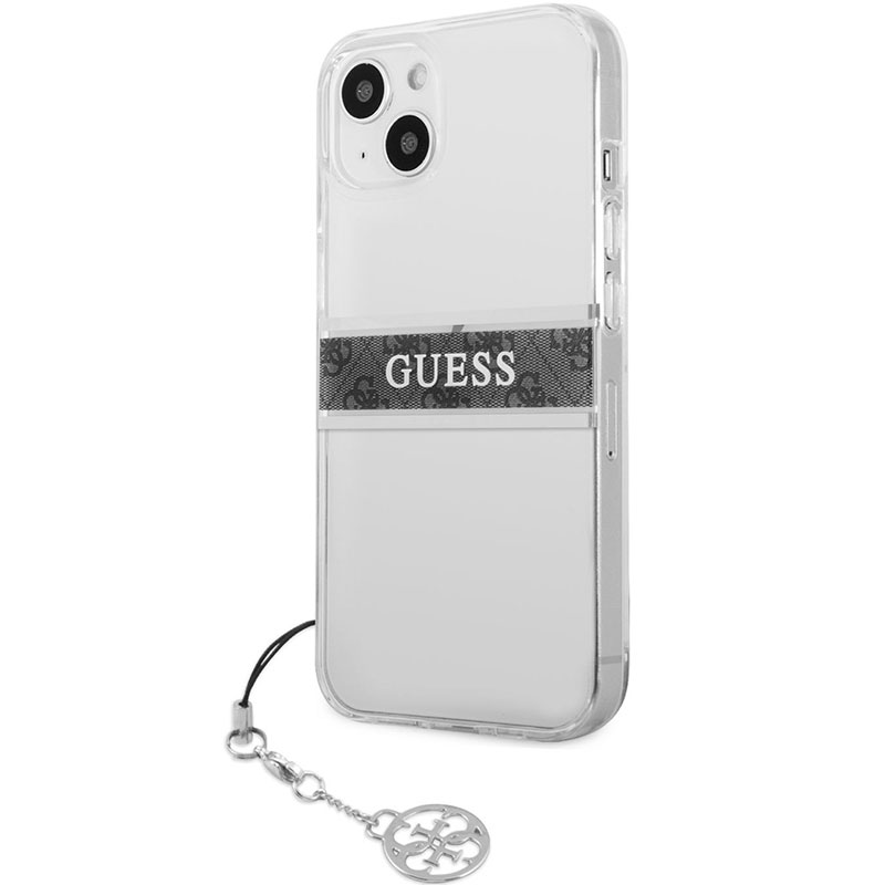 Guess PC/TPU 4G Szürke Stripe Transparent iPhone 13 Mini Tok