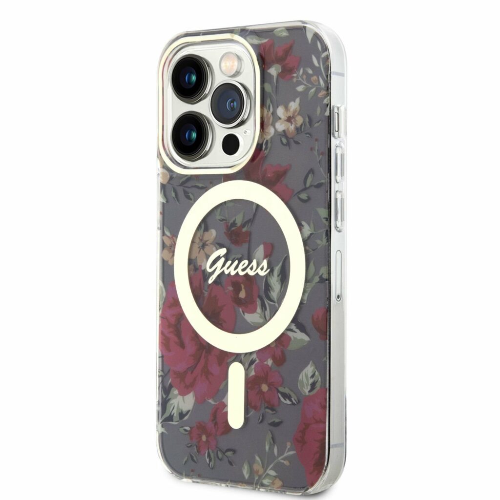Guess PC/TPU Flowers IML MagSafe Kaki iPhone 14 Pro Tok