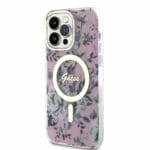 Guess PC/TPU Flowers IML MagSafe Pink iPhone 14 Pro Max Tok