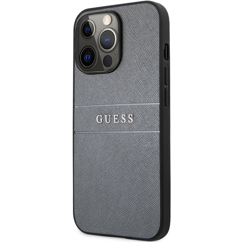 Guess PU Leather Saffiano Szürke iPhone 13 Pro Tok