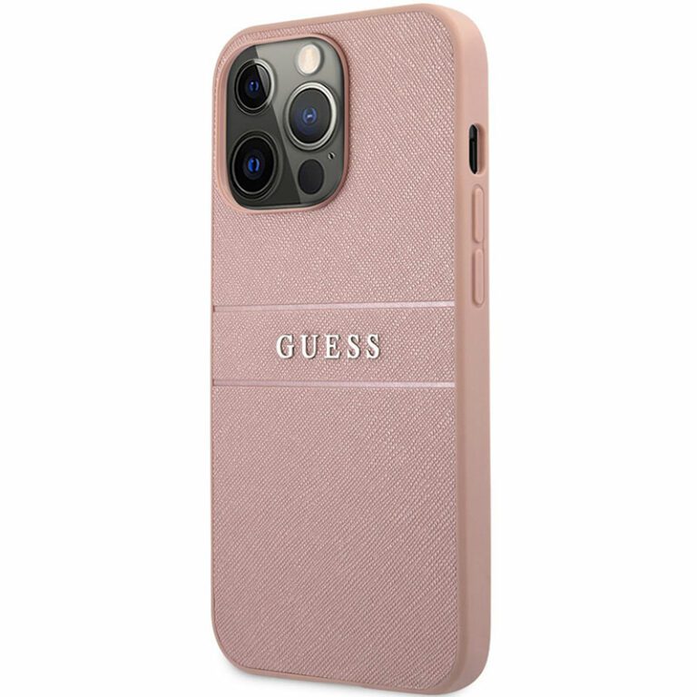 Guess PU Leather Saffiano Rózsaszín iPhone 13 Pro Tok