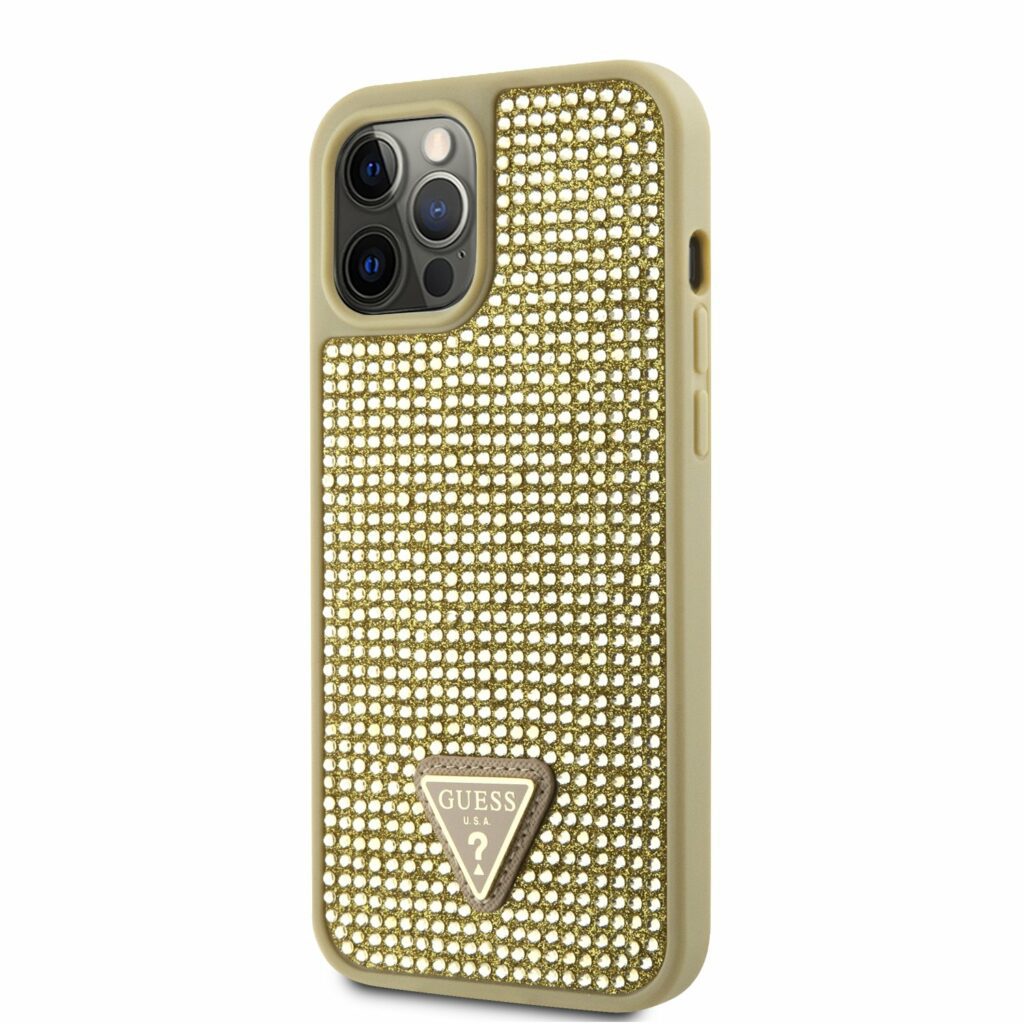 Guess Rhinestones Triangle Metal Logo Gold iPhone 12 Pro Max Tok