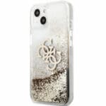 Guess TPU Big 4G Liquid Glitter Arany Transparent iPhone 13 Mini Tok