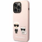 Karl Lagerfeld and Choupette Liquid Silicone Pink iPhone 14 Pro Tok