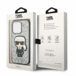 Karl Lagerfeld Glitter Flakes Ikonik Silver iPhone 14 Pro Tok
