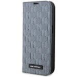 Karl Lagerfeld KLBKP14LSAKLHPG Bookcase Silver Saffiano Monogram iPhone 14 Pro Tok