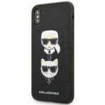 Karl Lagerfeld KLHCI65SAKICKCBK Black Saffiano Ikonik Karl&Choupette Head iPhone XS Max Tok