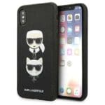 Karl Lagerfeld KLHCI65SAKICKCBK Black Saffiano Ikonik Karl&Choupette Head iPhone XS Max Tok