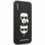 Karl Lagerfeld KLHCI65SAKICKCBK Black Saffiano Ikonik Karl&Choupette Head iPhone XS Max Tok