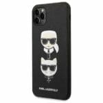 Karl Lagerfeld KLHCN65SAKICKCBK Black Saffiano Ikonik Karl&Choupette Head iPhone 11 Pro Max Tok