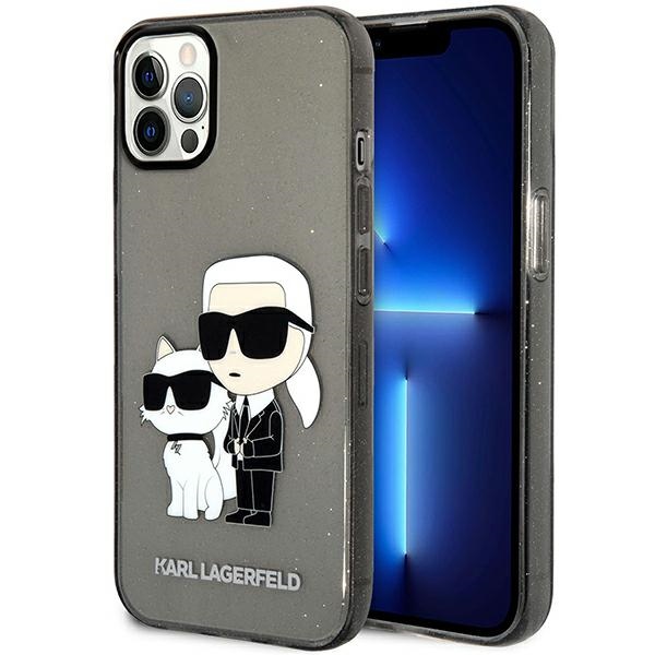 Karl Lagerfeld KLHCP12MHNKCTGK Black Gliter Karl&Choupette iPhone 12/12 Pro Tok