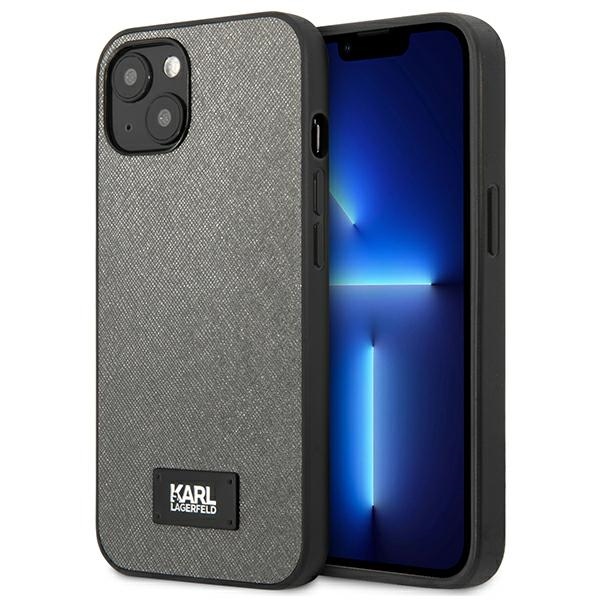 Karl Lagerfeld KLHCP13MSFMP2DG Silver Saffiano Plaque iPhone 13 Tok