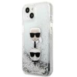 Karl Lagerfeld KLHCP13SKICGLS Silver Liquid Glitter Karl&Choupette Head iPhone 13 Mini Tok