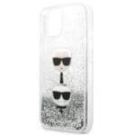 Karl Lagerfeld KLHCP13SKICGLS Silver Liquid Glitter Karl&Choupette Head iPhone 13 Mini Tok